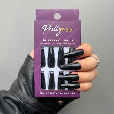 Press On False Nails Black Out 24pcs