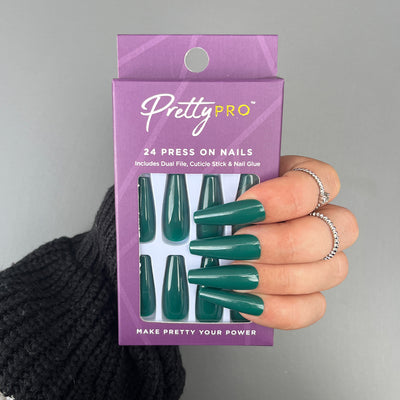 Press On False Nails Green Light 24pcs