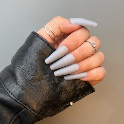 Press On False Nails Groundhog Grey 24pcs