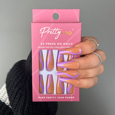 Press On False Nails Here For A Lilac Time 24pcs