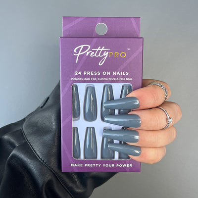 Press On False Nails Judgement Grey 24pcs