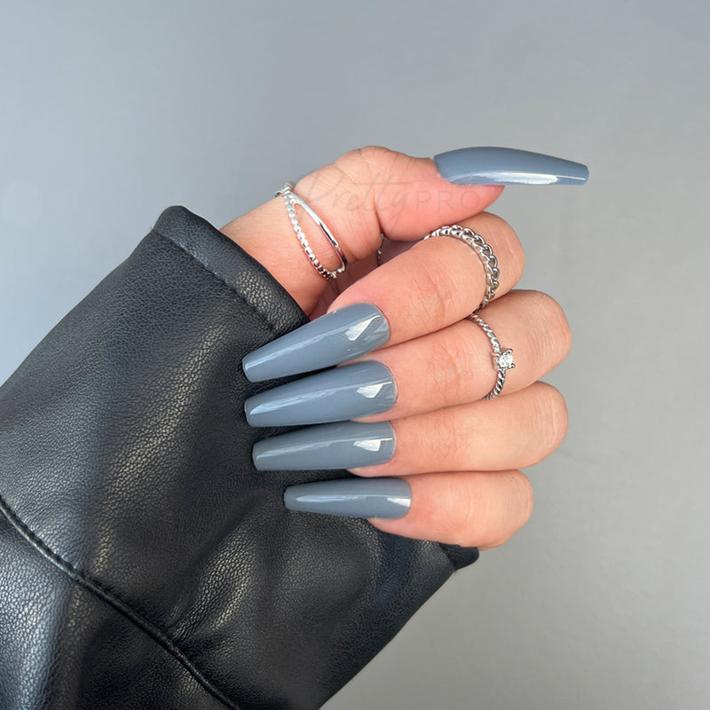 Press On False Nails Judgement Grey 24pcs