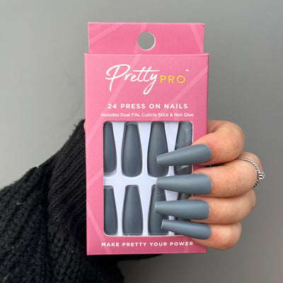 Press On False Nails Night & Grey 24pcs