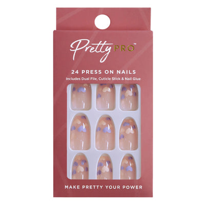 Press On False Nails A Work Of Heart 24pcs