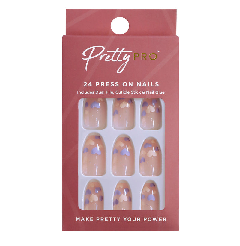 Press On False Nails A Work Of Heart 24pcs