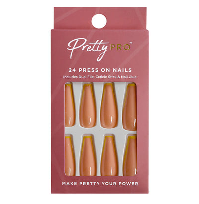 Press On False Nails Yellow There 24pcs