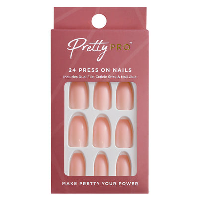 Press On False Nails Naturally Pink 24pcs