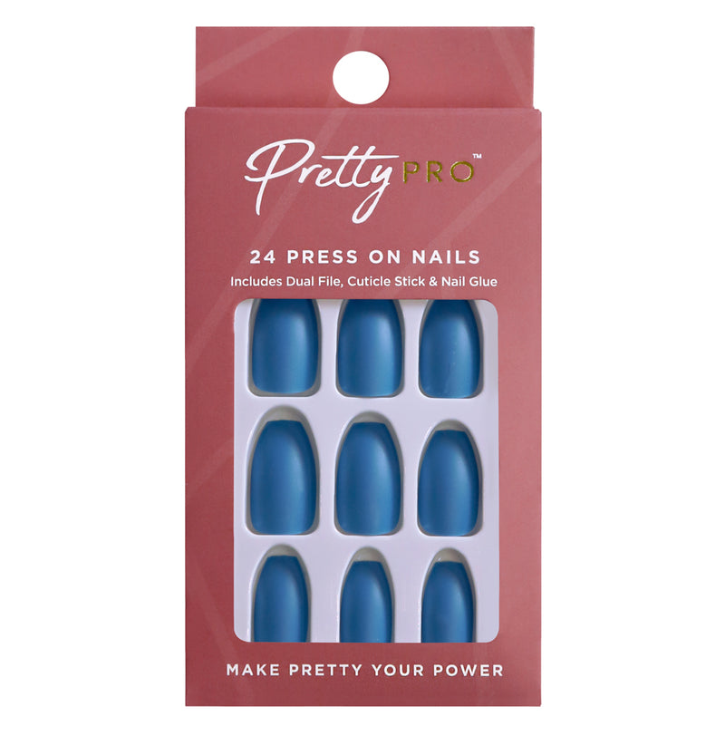 Press On False Nails Too Good To Be Blue 24pcs