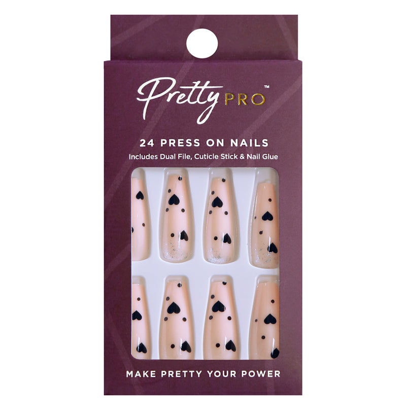 Press On False Nails Queen Of Hearts 24pcs