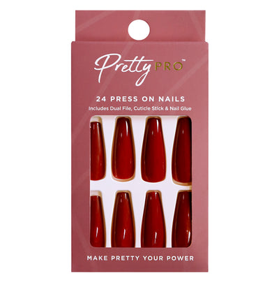 Press On False Nails Red Between The Lines 24pcs