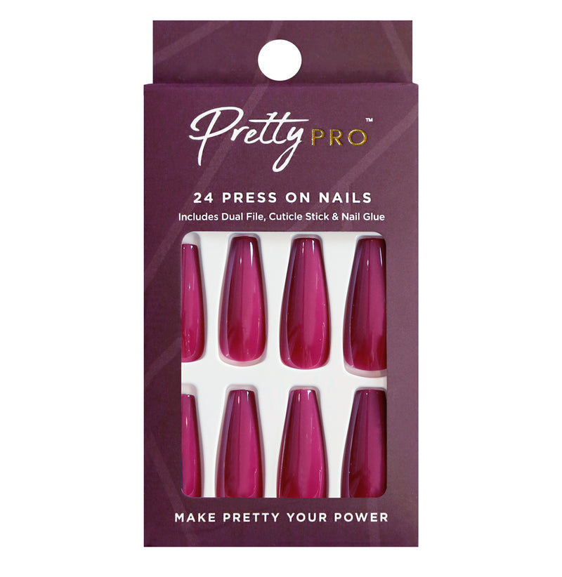 Press On False Nails Lady In Pink 24pcs