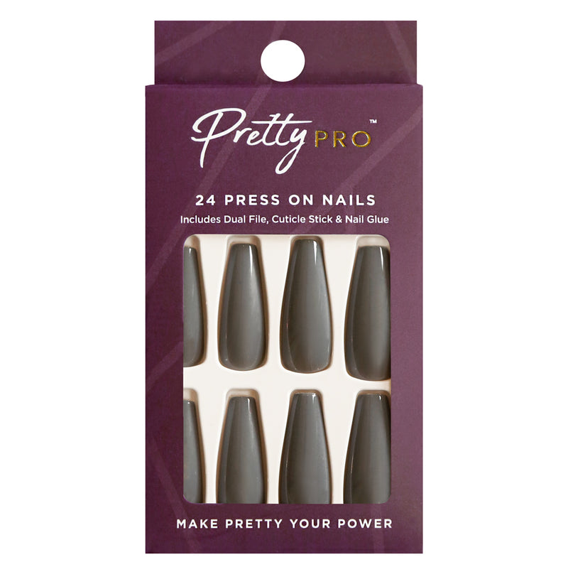 Press On False Nails Judgement Grey 24pcs