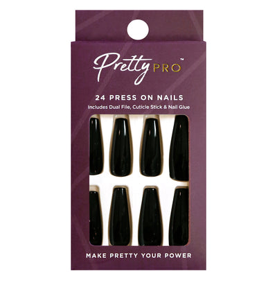 Press On False Nails Black Out 24pcs