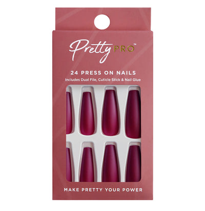 Press On False Nails You Make My Heart Beet 24pcs