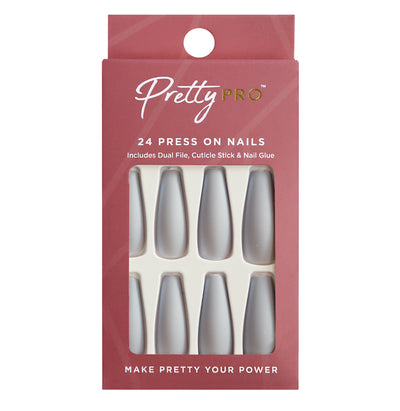 Press On False Nails Groundhog Grey 24pcs