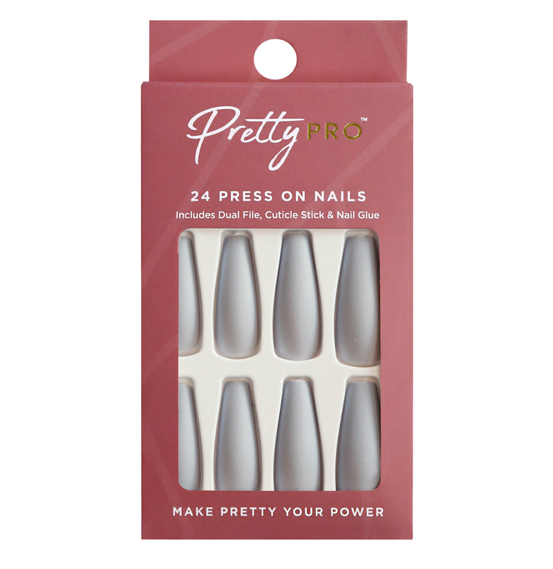 Press On False Nails Groundhog Grey 24pcs