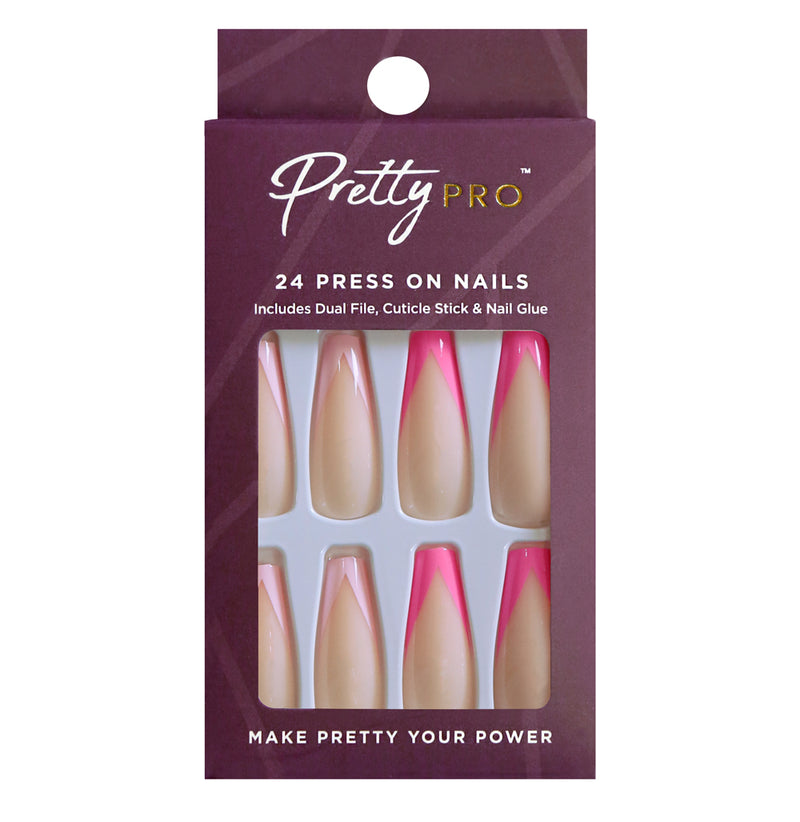 Press On False Nails Great Minds Pink Alike 24pcs