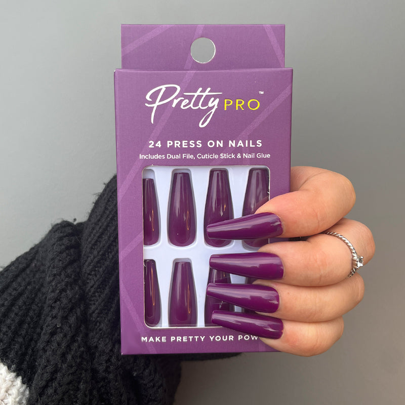 Press On False Nails Plum This Way 24pcs