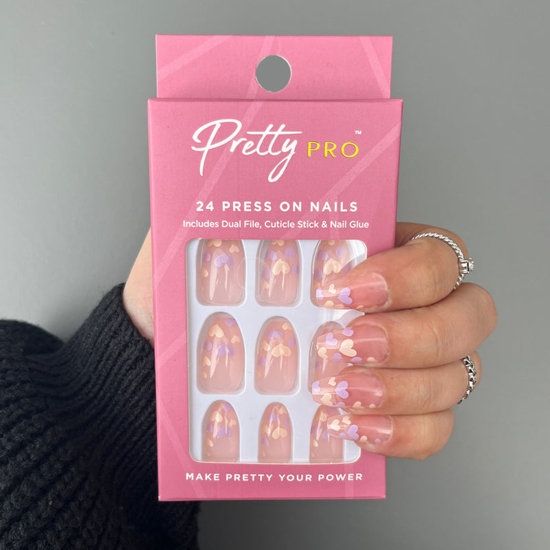 Press On False Nails A Work Of Heart 24pcs