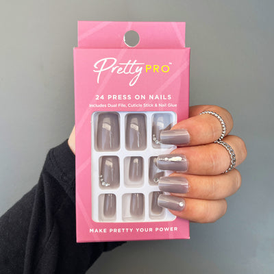 Press On False Nails One Grey Or Another 24pcs