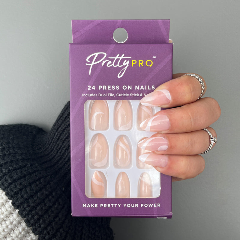 Press On False Nails Ray Of White 24pcs