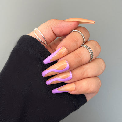 Press On False Nails Here For A Lilac Time 24pcs