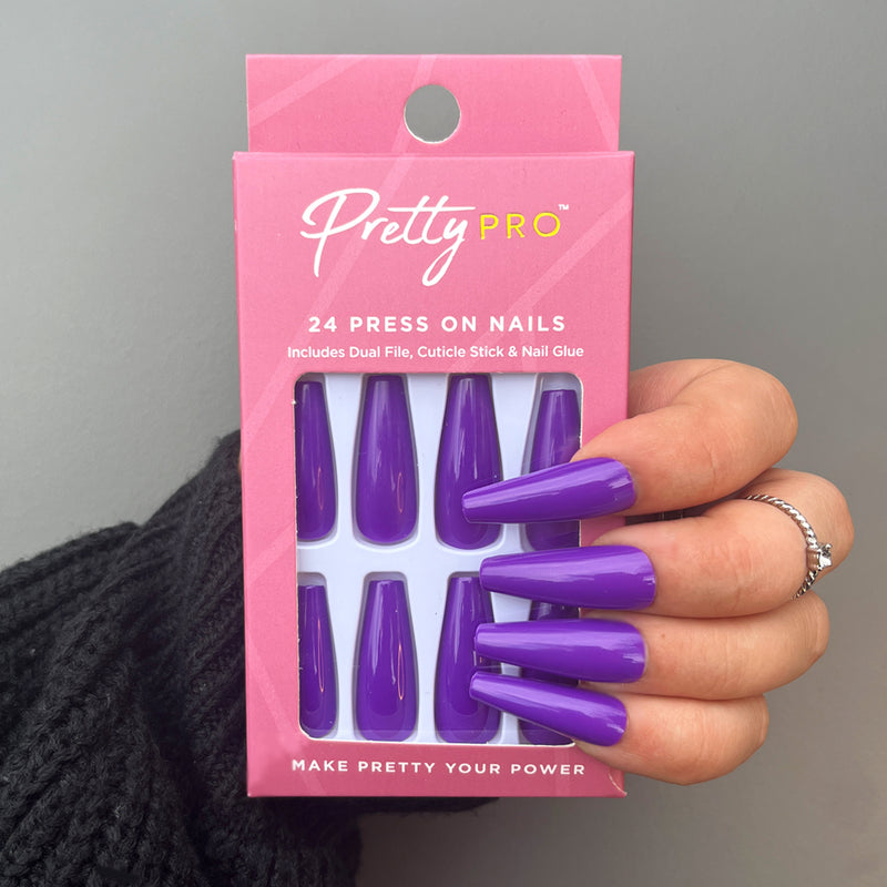 Press On False Nails Purple Passion 24pcs