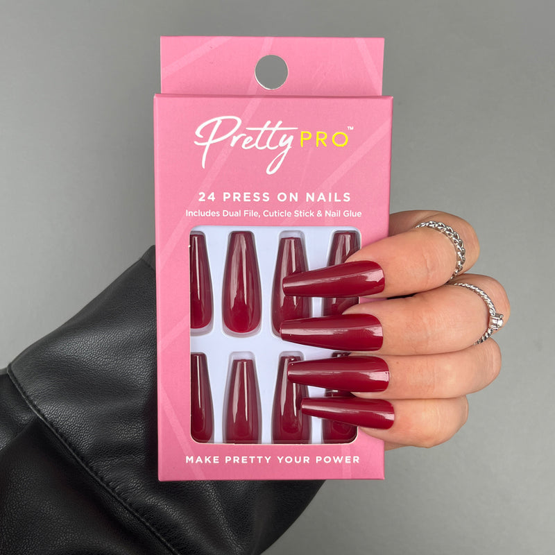 Press On False Nails Red Between The Lines 24pcs
