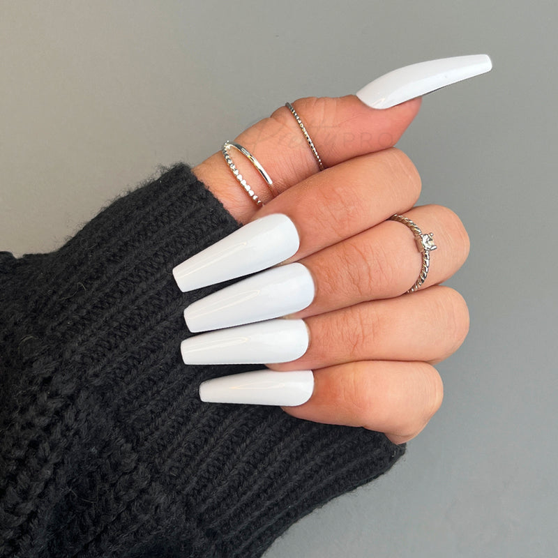 Press On False Nails White Out 24pcs