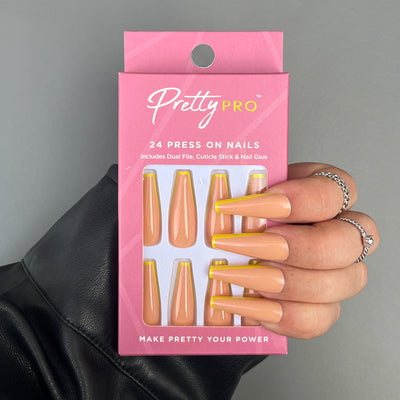 Press On False Nails Yellow There 24pcs