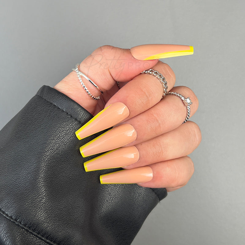 Press On False Nails Yellow There 24pcs